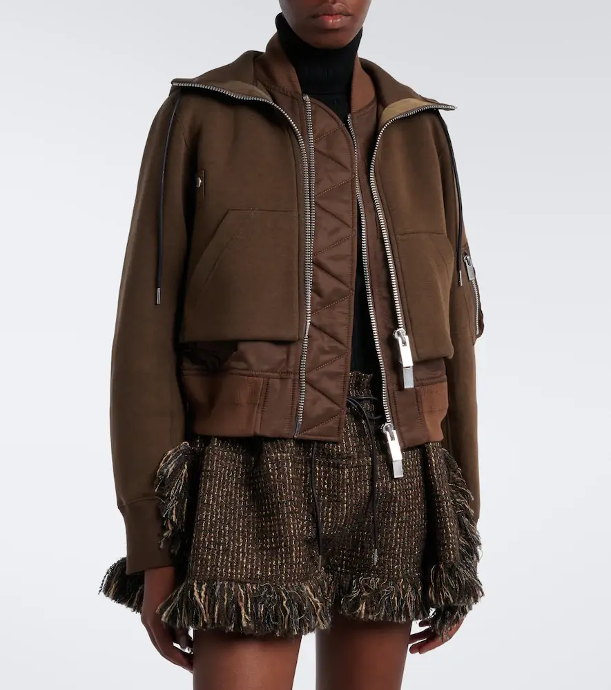 Sacai Layered cotton-blend zip-up hoodie | Thumbnail 3 Sacai Layered cotton-blend zip-up hoodie | Thumbnail 3