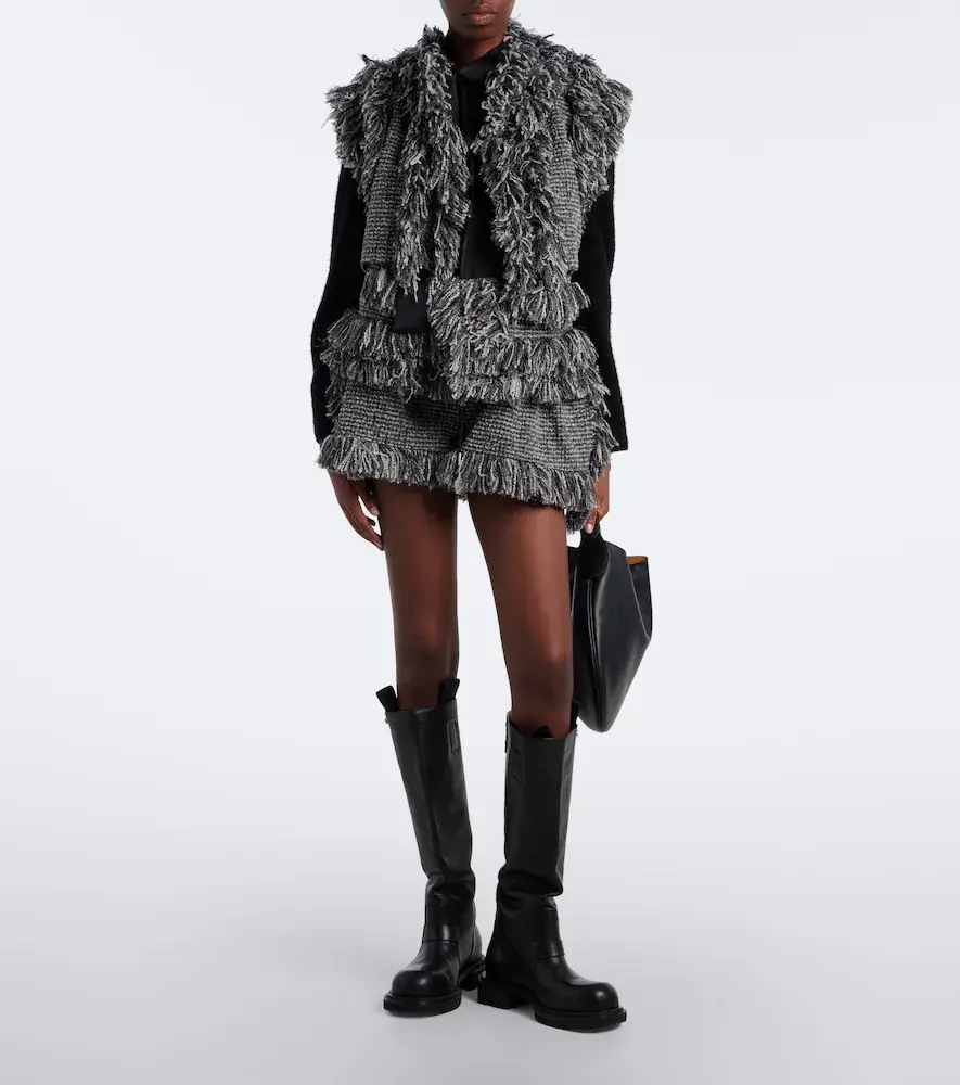 Sacai Fringed wool-blend tweed vest | Thumbnail 4 Sacai Fringed wool-blend tweed vest | Thumbnail 4