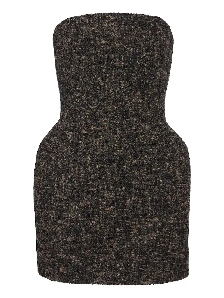 Bouclé wool and cashmere-blend bustier dress