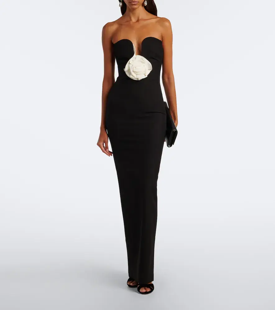Roland Mouret Floral-appliqué crêpe bustier gown | Thumbnail 4