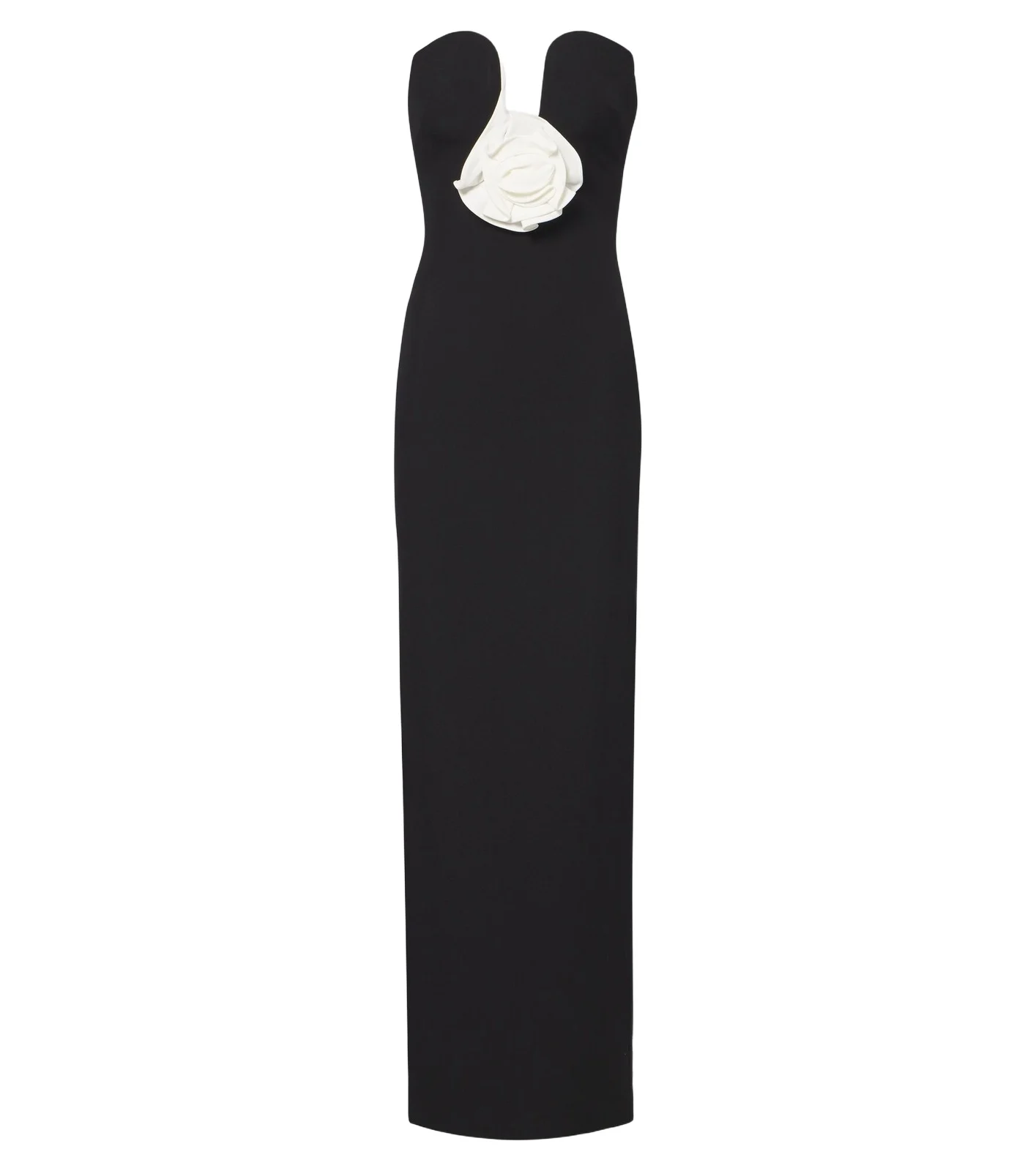 Floral-appliqué crêpe bustier gown Floral-appliqué crêpe bustier gown
