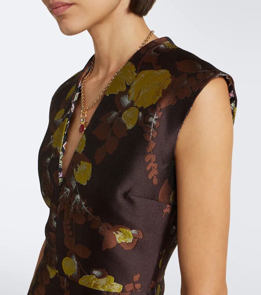 La DoubleJ Devon feather-trimmed jacquard midi dress | Thumbnail 2