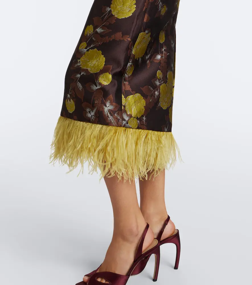La DoubleJ Devon feather-trimmed jacquard midi dress | Thumbnail 6