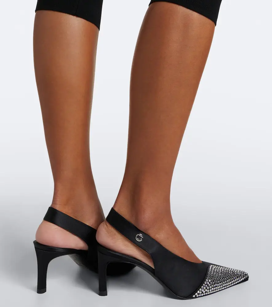 Coperni Crystal-embellished satin slingback pumps | Thumbnail 5 Coperni Crystal-embellished satin slingback pumps | Thumbnail 5