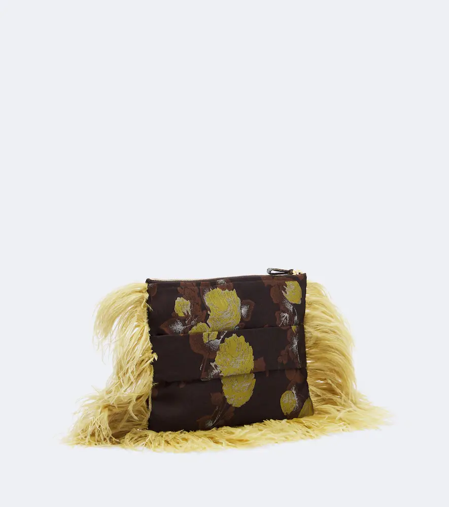 La DoubleJ Devon feather-trimmed jacquard clutch | Thumbnail 2 La DoubleJ Devon feather-trimmed jacquard clutch | Thumbnail 2