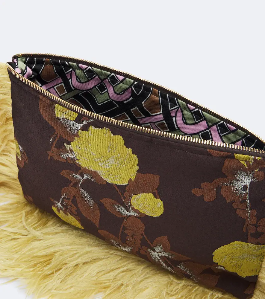 La DoubleJ Devon feather-trimmed jacquard clutch | Thumbnail 3 La DoubleJ Devon feather-trimmed jacquard clutch | Thumbnail 3