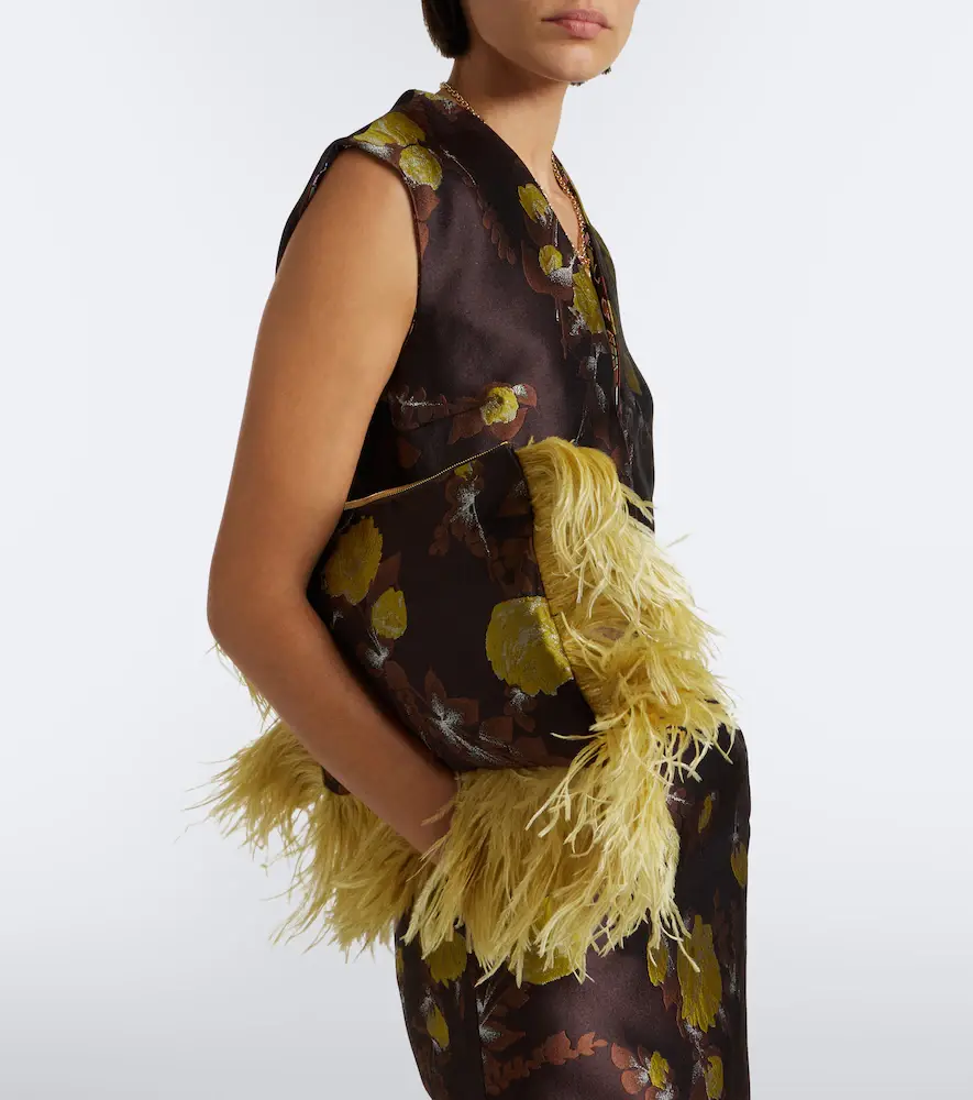 La DoubleJ Devon feather-trimmed jacquard clutch | Thumbnail 4 La DoubleJ Devon feather-trimmed jacquard clutch | Thumbnail 4