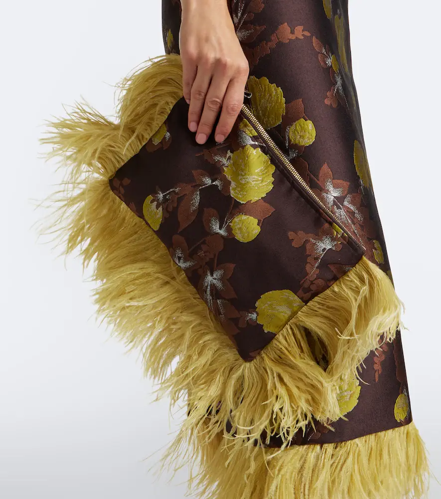 La DoubleJ Devon feather-trimmed jacquard clutch | Thumbnail 5 La DoubleJ Devon feather-trimmed jacquard clutch | Thumbnail 5