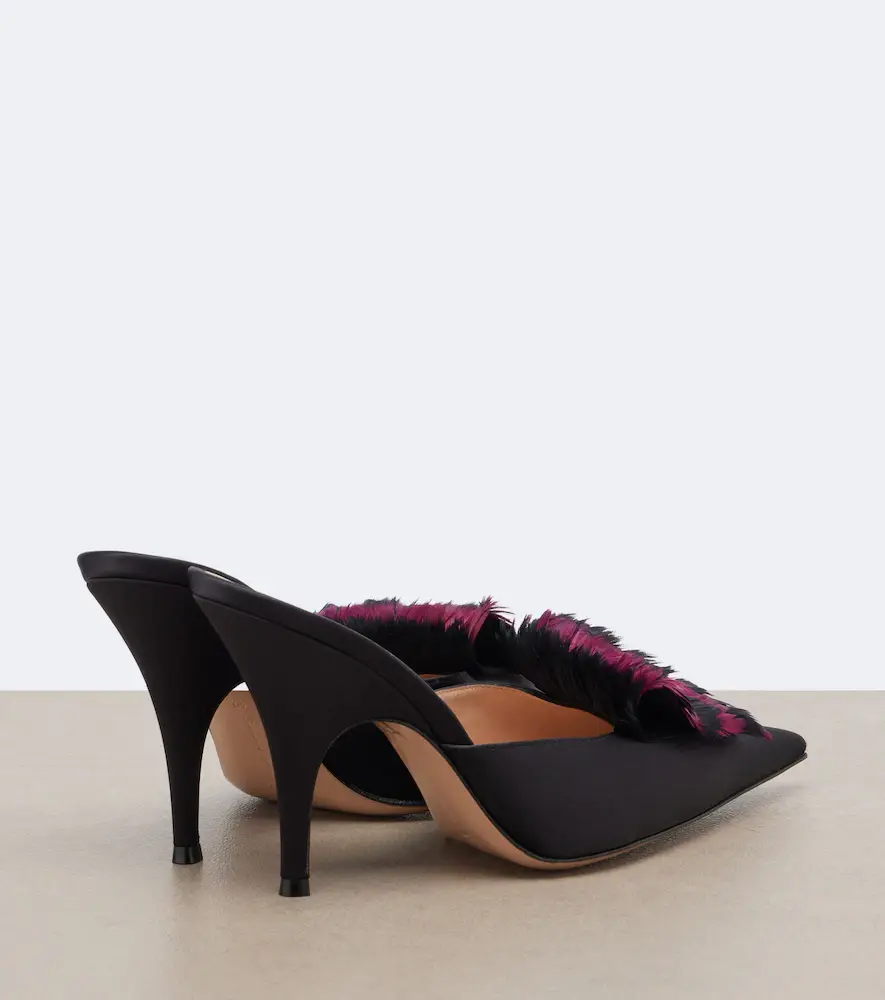 Gianvito Rossi Feather-trimmed satin mules | Thumbnail 4 Gianvito Rossi Feather-trimmed satin mules | Thumbnail 4
