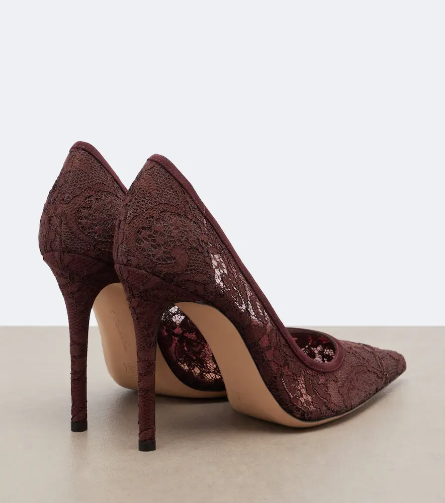 Gianvito Rossi Claudia suede-trimmed lace pumps | Thumbnail 2