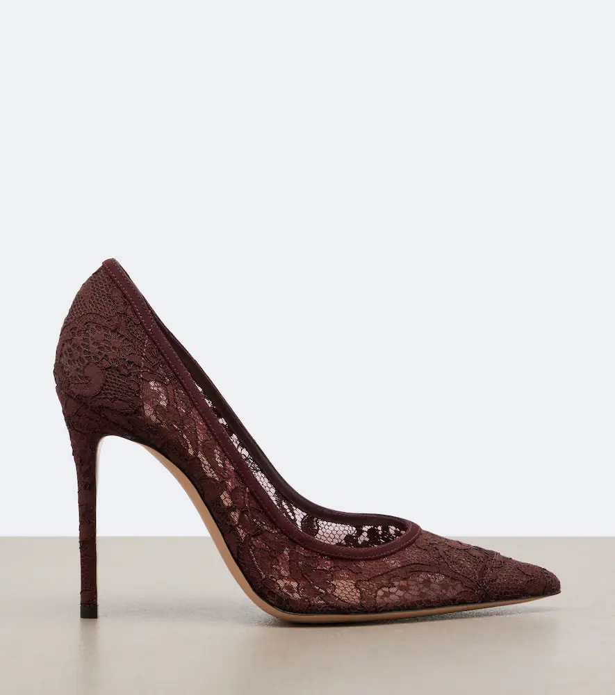 Gianvito Rossi Claudia suede-trimmed lace pumps | Thumbnail 3