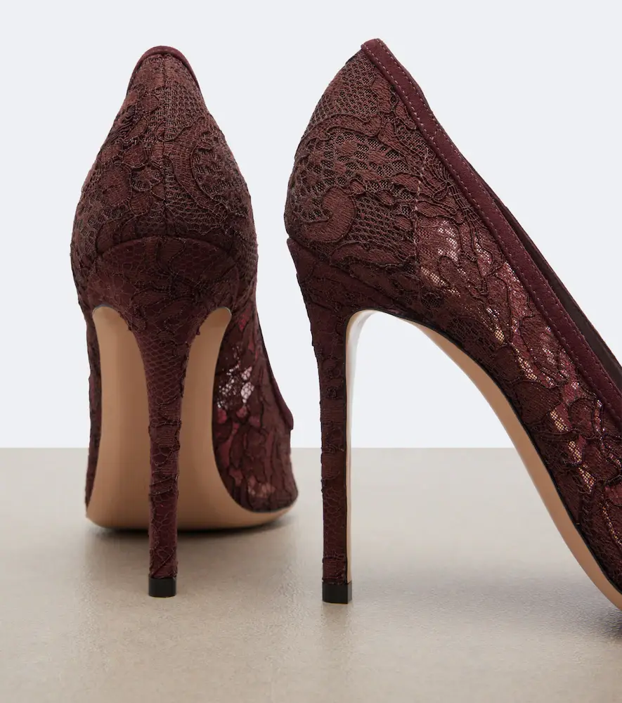 Gianvito Rossi Claudia suede-trimmed lace pumps | Thumbnail 4