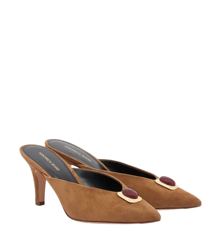 Veronica Beard Rochelle embellished suede mules