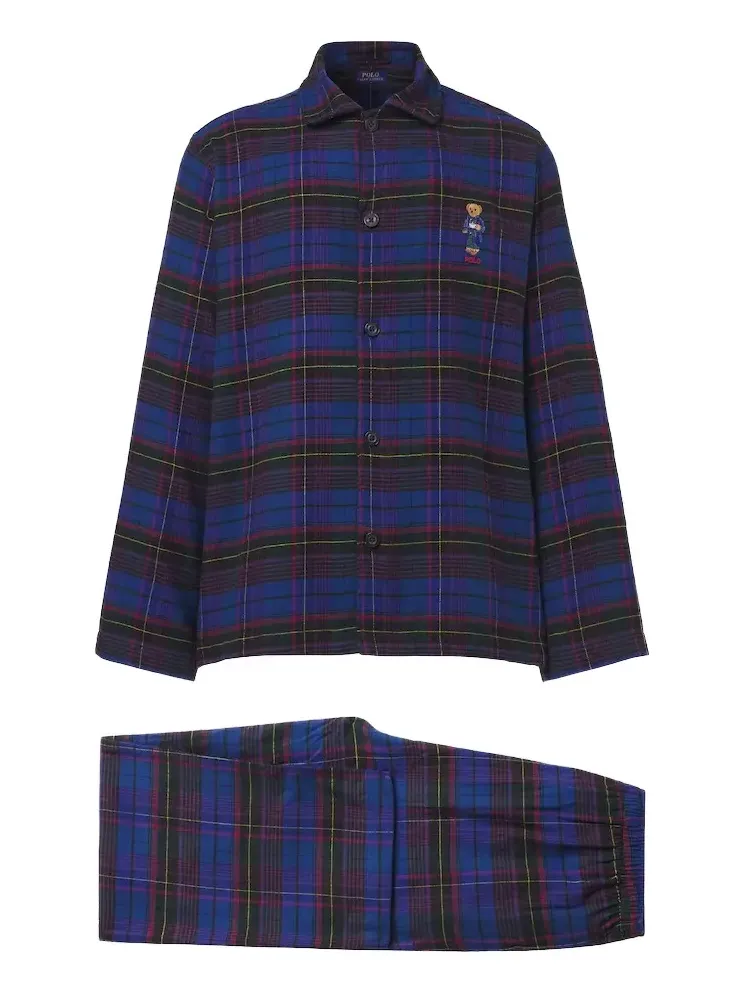 Polo Bear plaid cotton flannel pajamas Polo Bear plaid cotton flannel pajamas