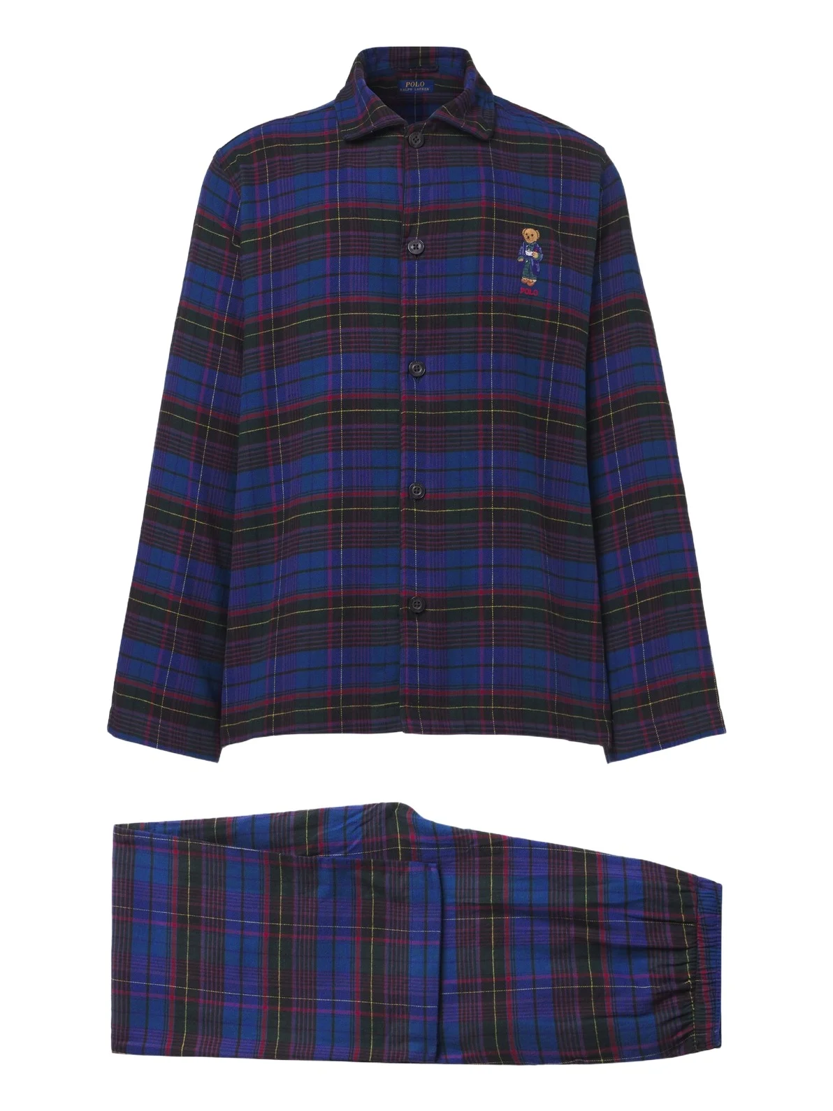 Polo Bear plaid cotton flannel pajamas
