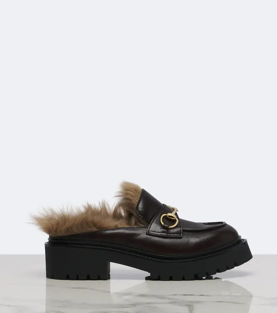 Gucci Rhody shearling-lined leather platform mules | Thumbnail 3 Gucci Rhody shearling-lined leather platform mules | Thumbnail 3