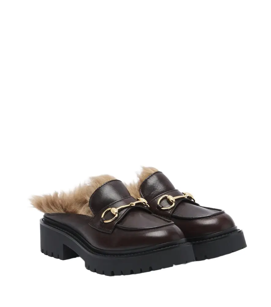 Rhody shearling-lined leather platform mules Rhody shearling-lined leather platform mules