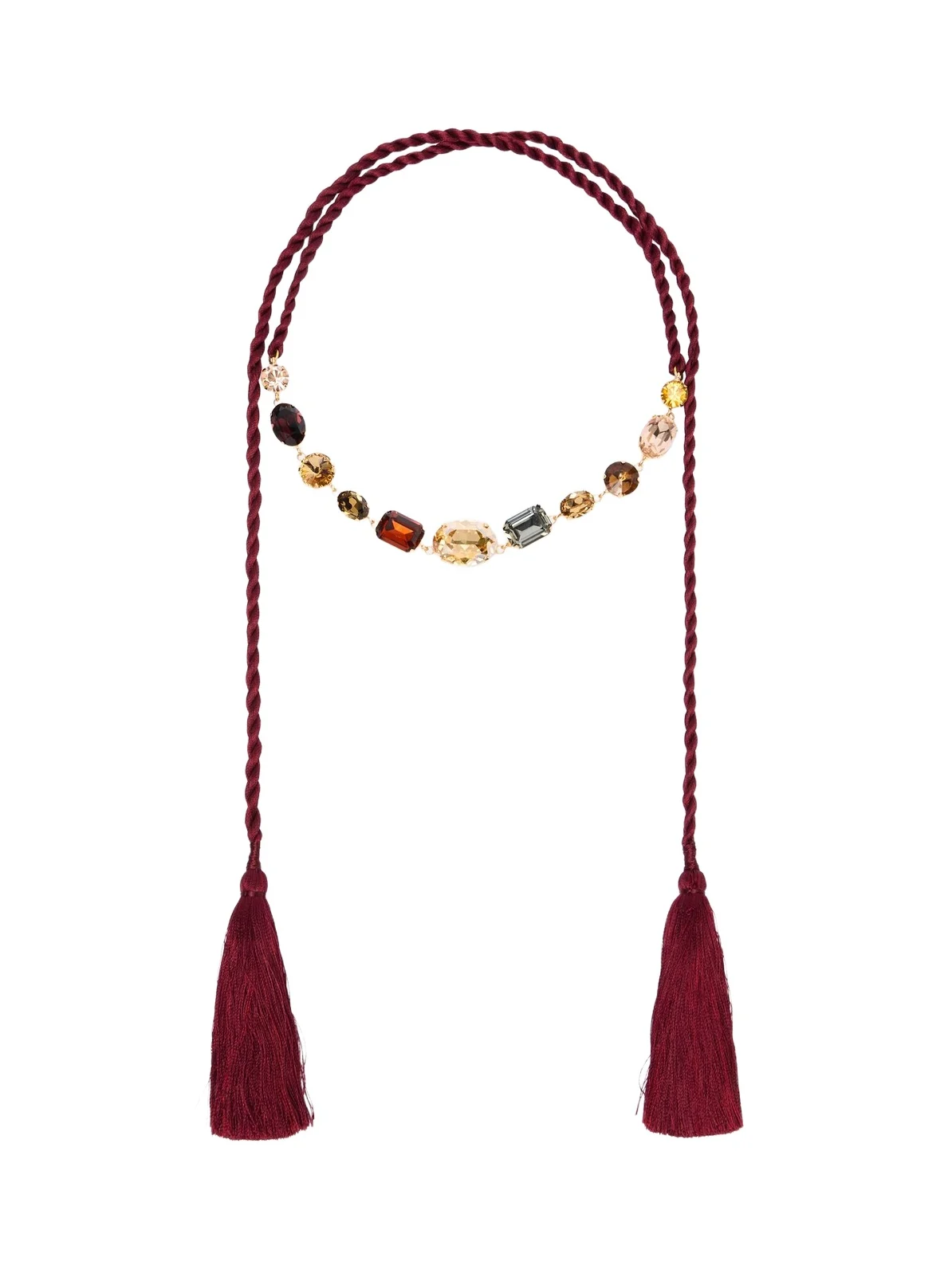 Leah crystal-embellished silk necklace Leah crystal-embellished silk necklace