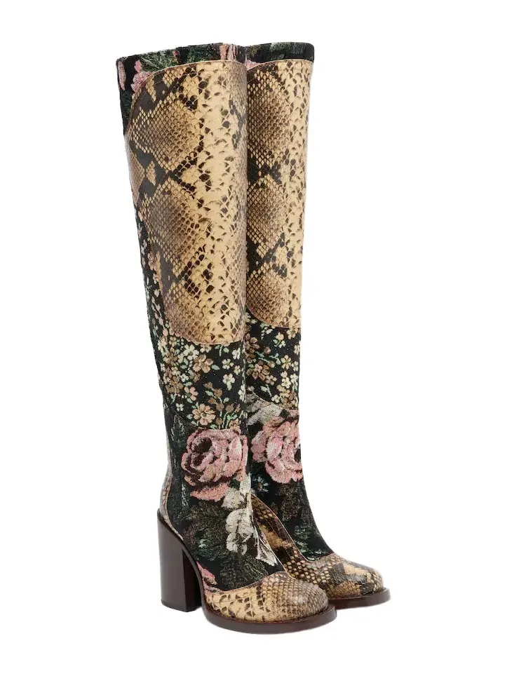 Patchwork leather over-the-knee boots Patchwork leather over-the-knee boots