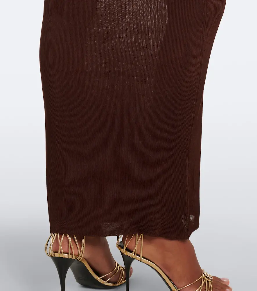 Saint Laurent Cassandre ribbed-knit silk maxi dress | Thumbnail 2 Saint Laurent Cassandre ribbed-knit silk maxi dress | Thumbnail 2