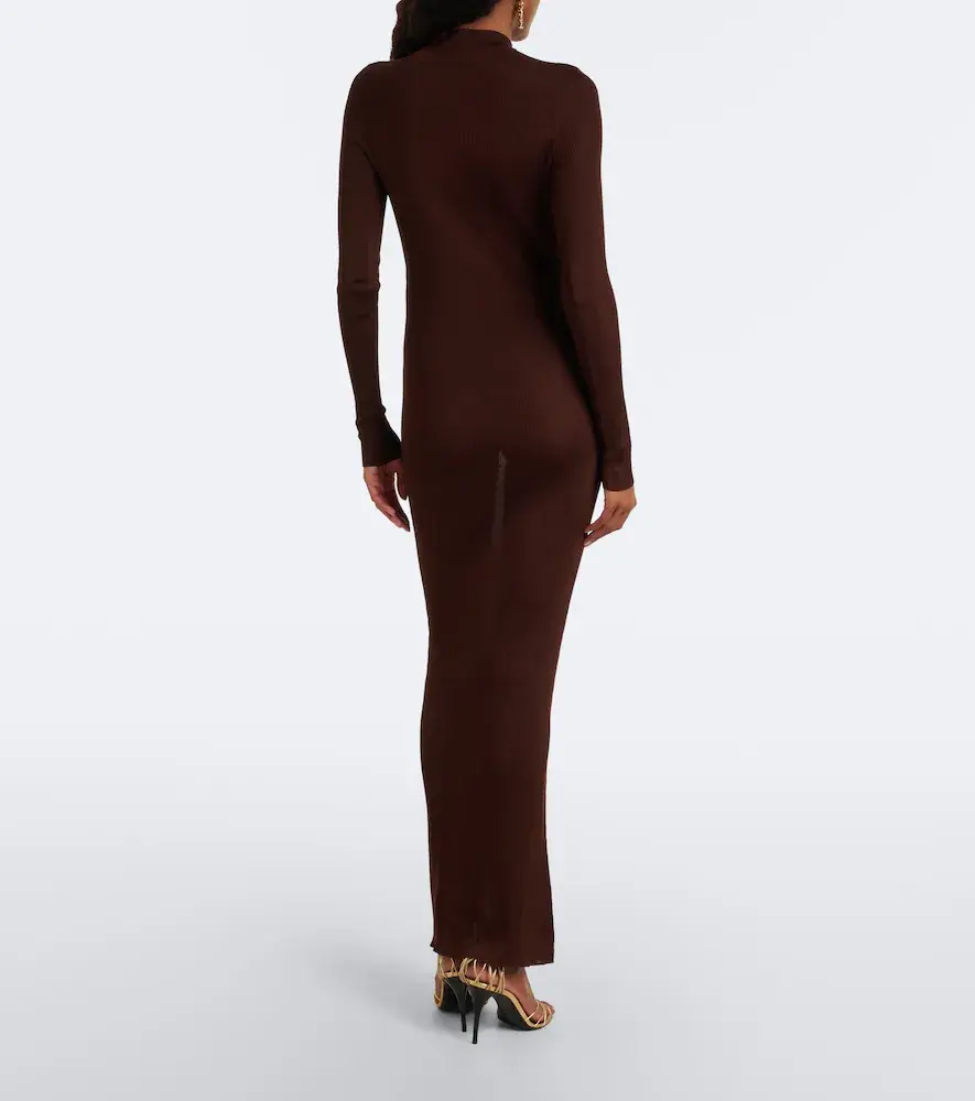 Saint Laurent Cassandre ribbed-knit silk maxi dress | Thumbnail 4 Saint Laurent Cassandre ribbed-knit silk maxi dress | Thumbnail 4