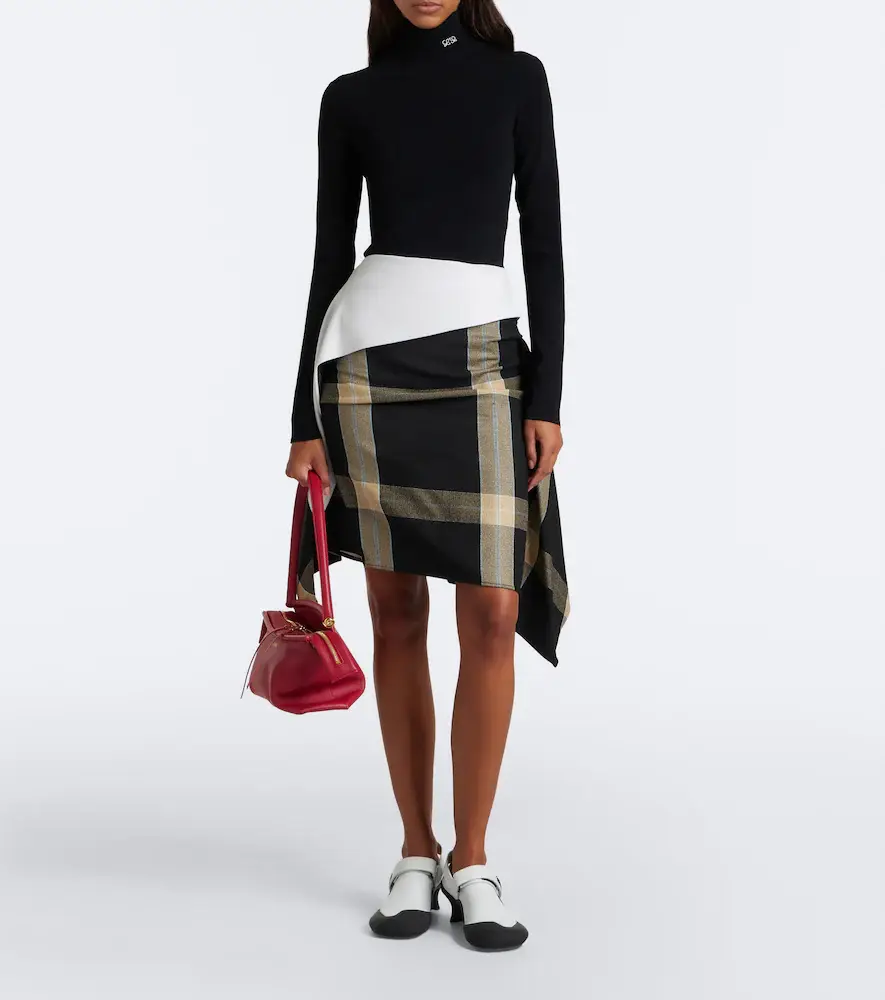 Loewe Asymmetric checked midi skirt | Thumbnail 2
