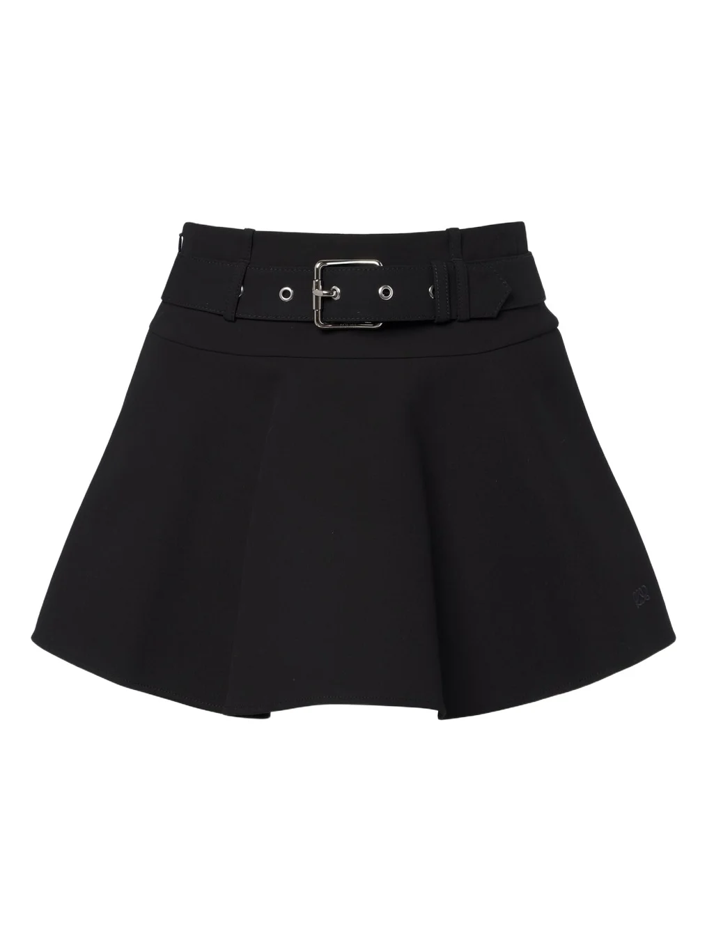 Belted cotton mini skirt