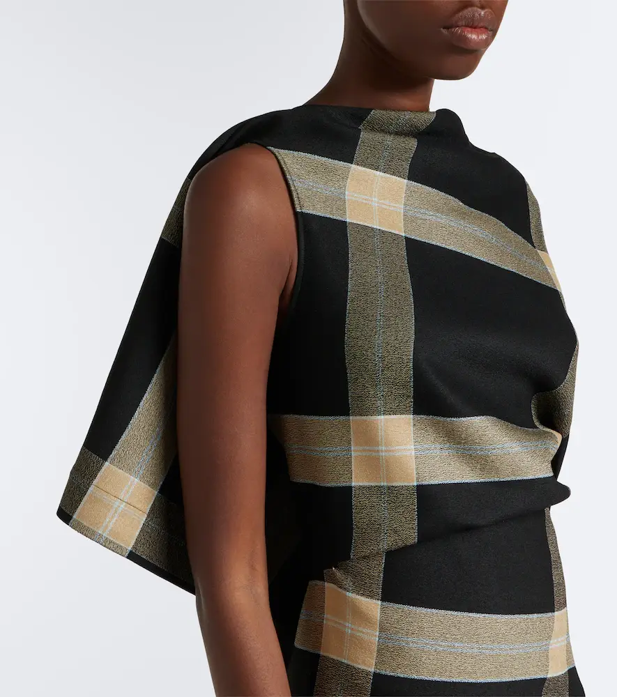 Loewe Caped checked minidress | Thumbnail 4 Loewe Caped checked minidress | Thumbnail 4