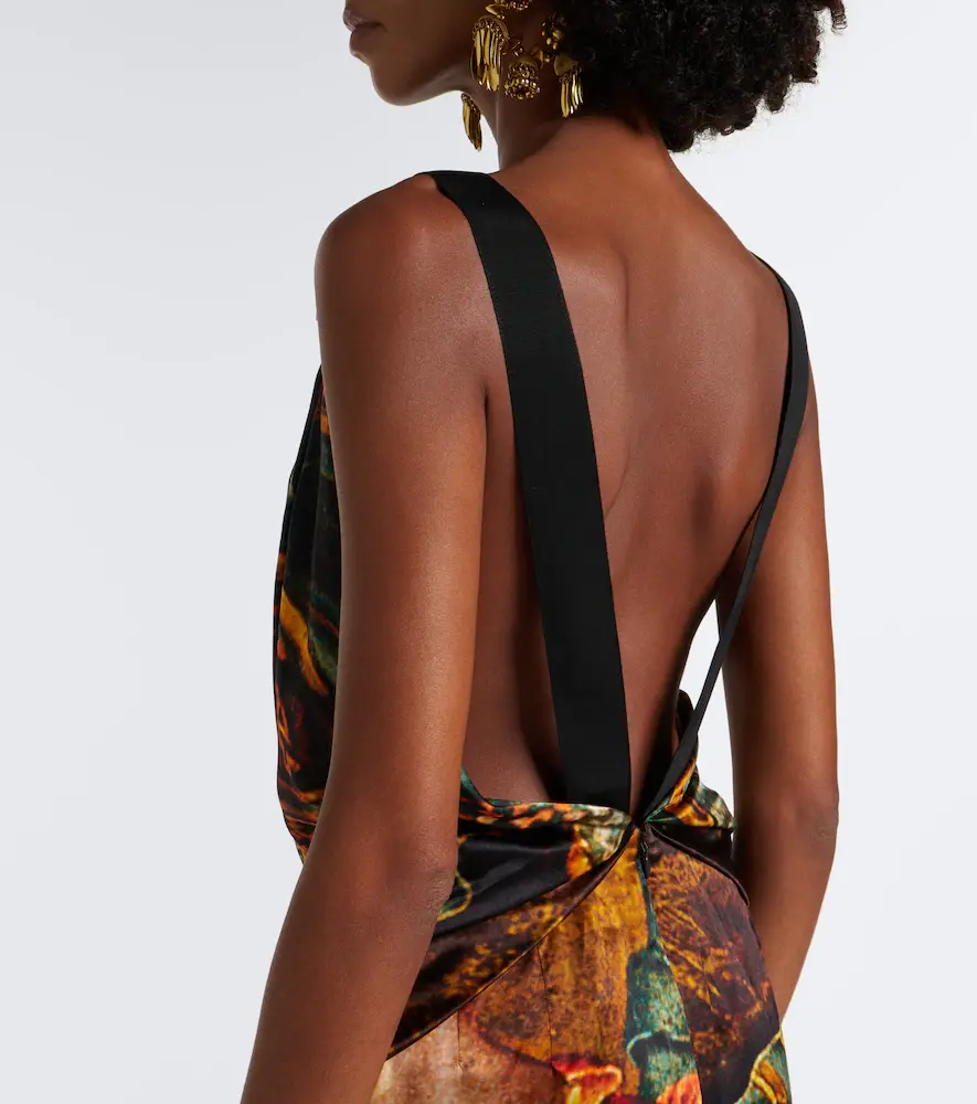 Dries Van Noten Printed draped silk satin gown | Thumbnail 2 Dries Van Noten Printed draped silk satin gown | Thumbnail 2