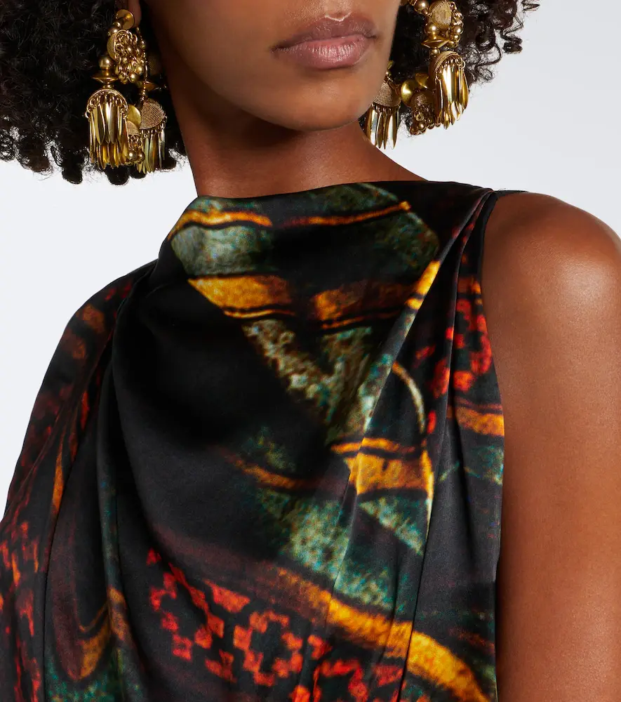 Dries Van Noten Printed draped silk satin gown | Thumbnail 3 Dries Van Noten Printed draped silk satin gown | Thumbnail 3