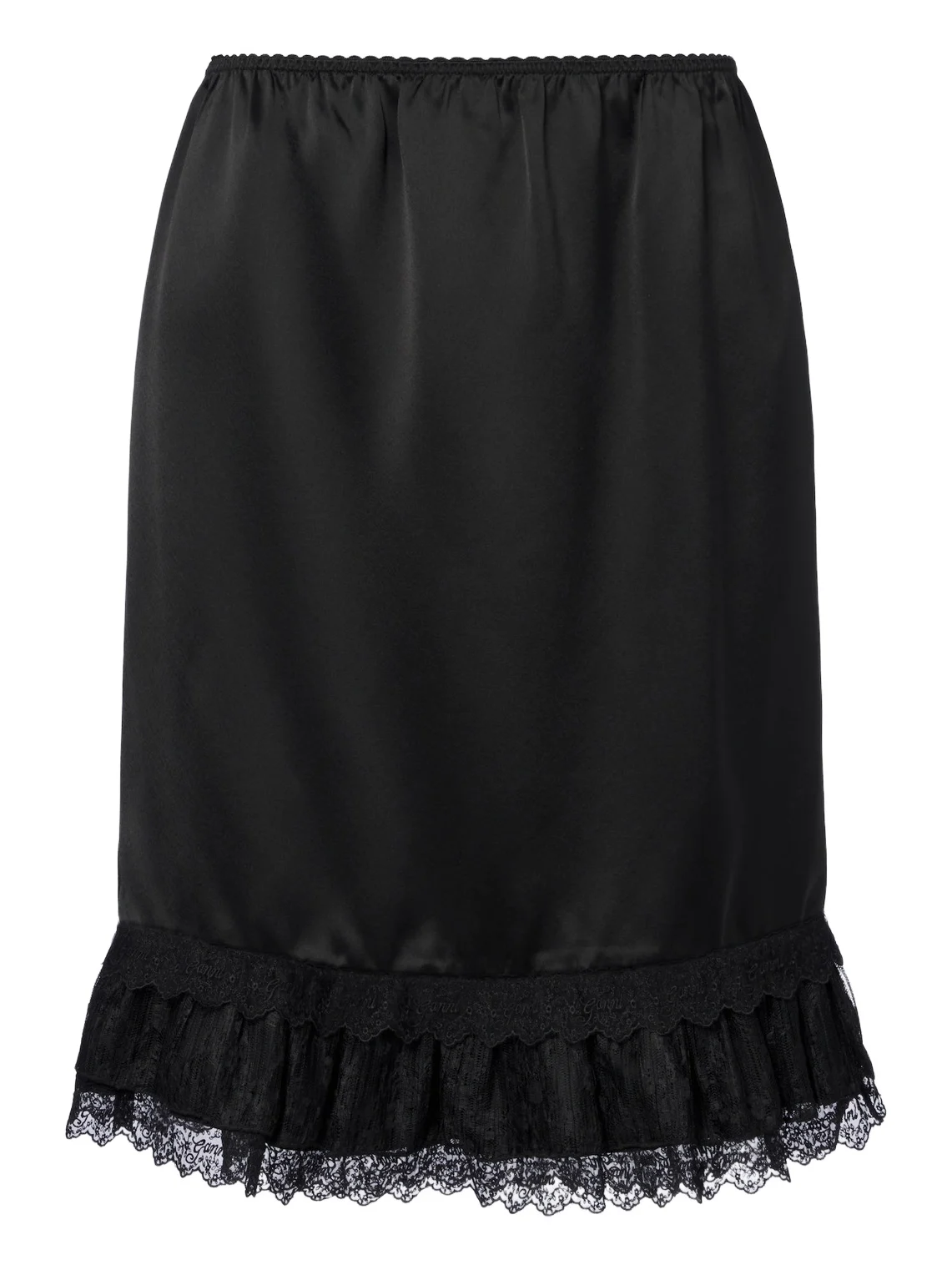 Lace-trimmed ruffled satin midi skirt Lace-trimmed ruffled satin midi skirt