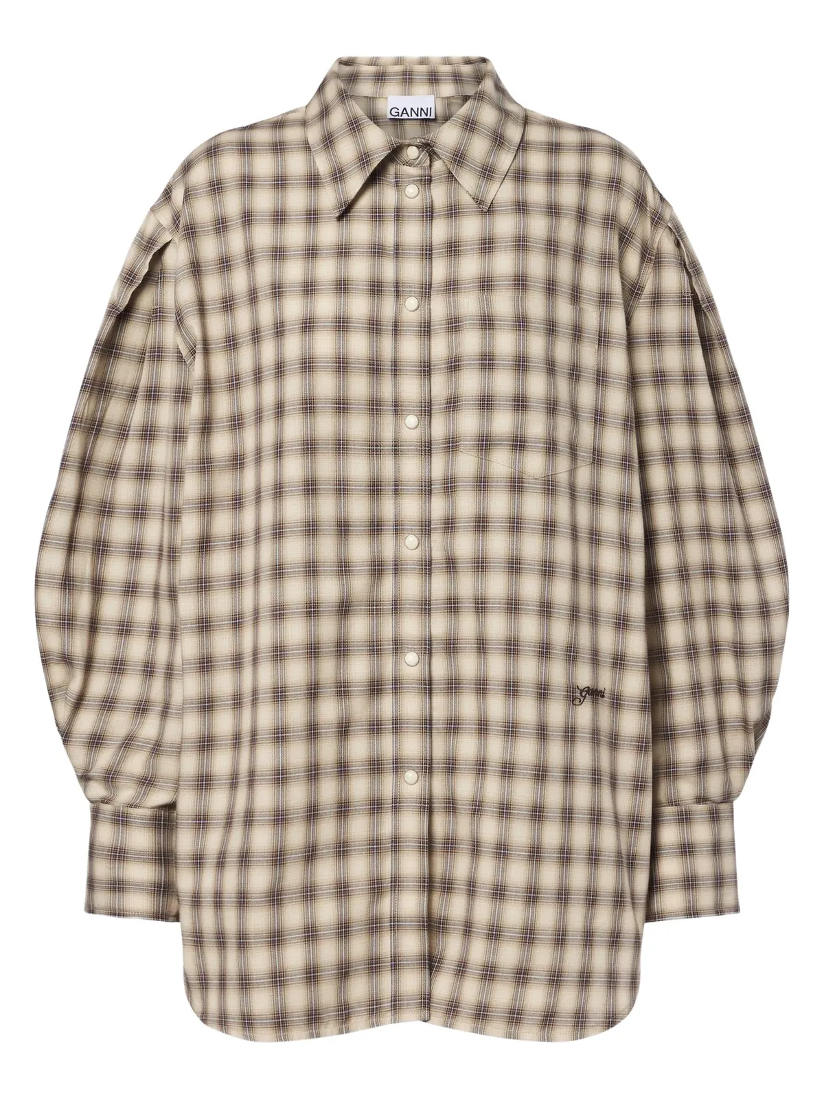 Ganni Checked cotton flannel shirt