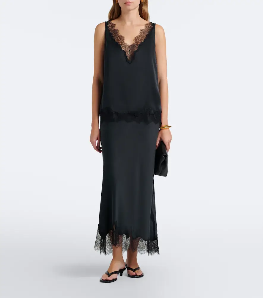 Velvet Lace-trimmed silk satin top | Thumbnail 4 Velvet Lace-trimmed silk satin top | Thumbnail 4