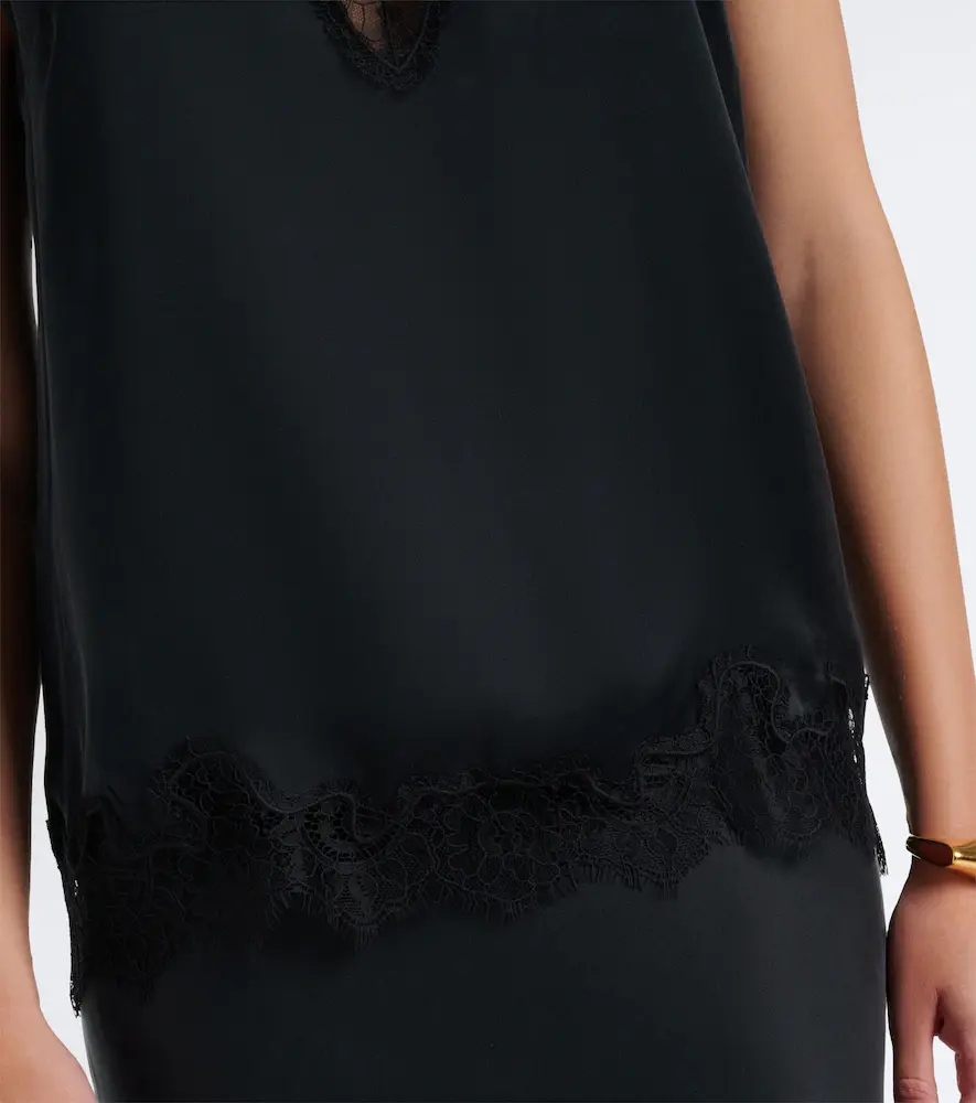Velvet Lace-trimmed silk satin top | Thumbnail 5 Velvet Lace-trimmed silk satin top | Thumbnail 5
