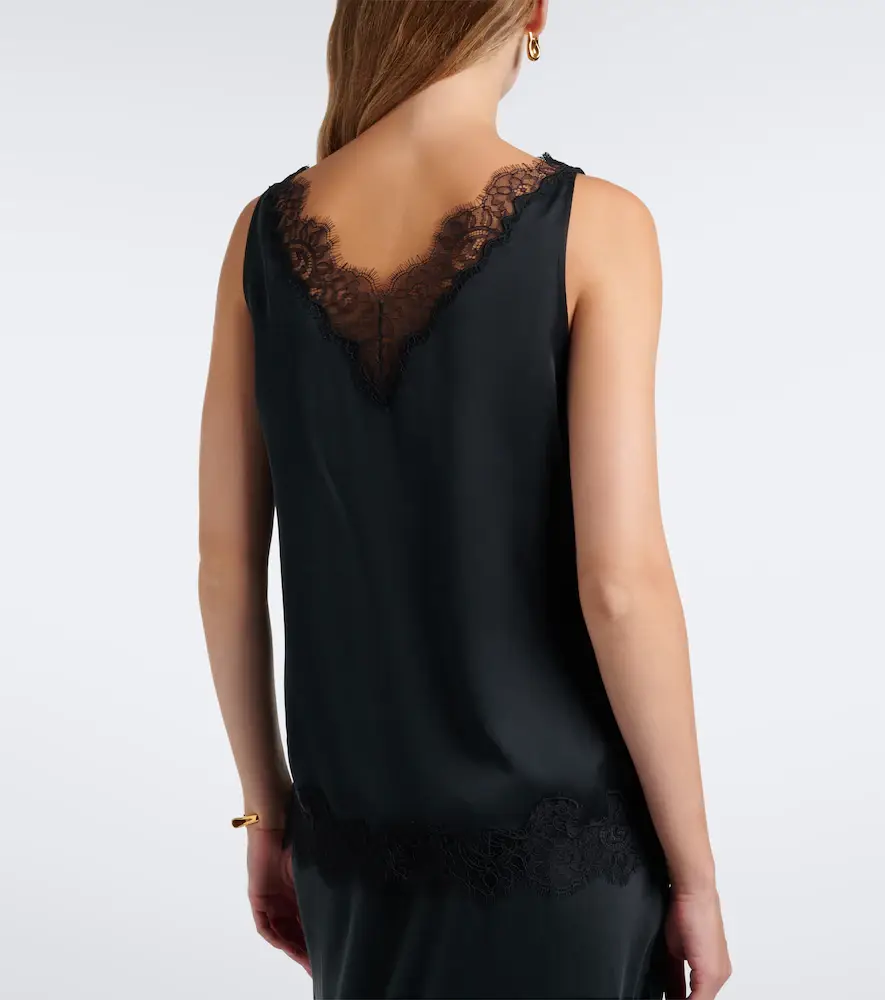 Velvet Lace-trimmed silk satin top | Thumbnail 6 Velvet Lace-trimmed silk satin top | Thumbnail 6