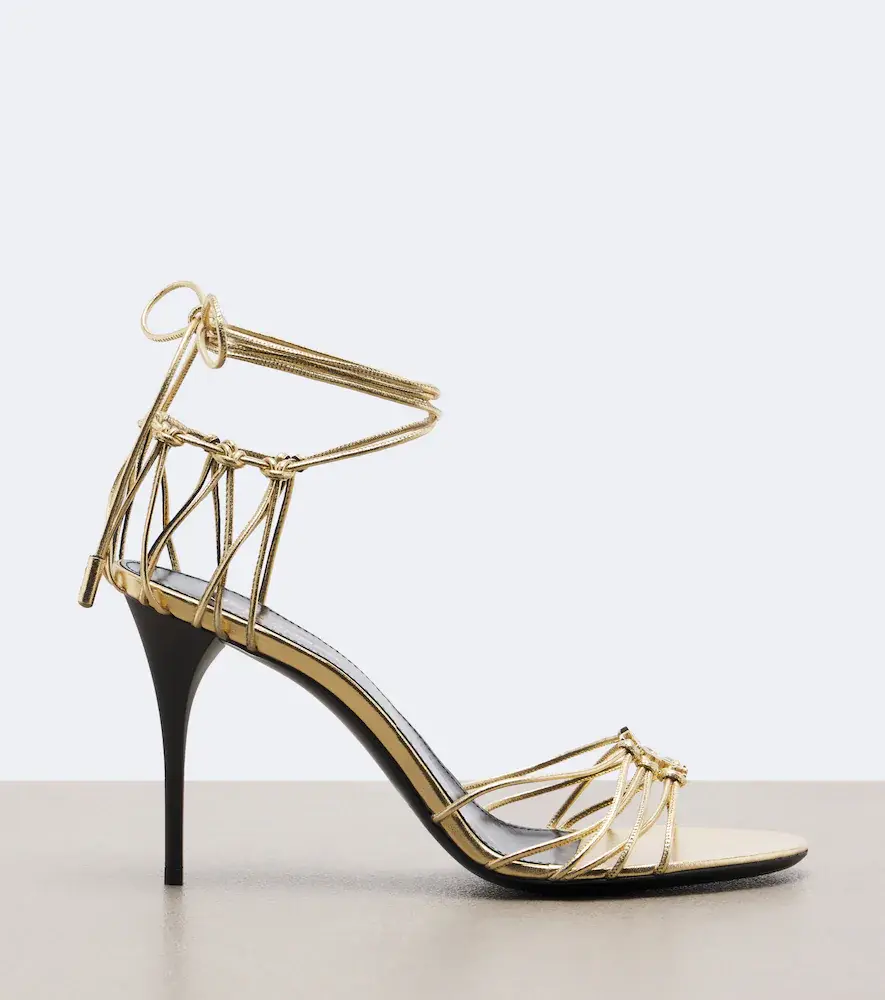 Saint Laurent Babylone metallic leather sandals | Thumbnail 2