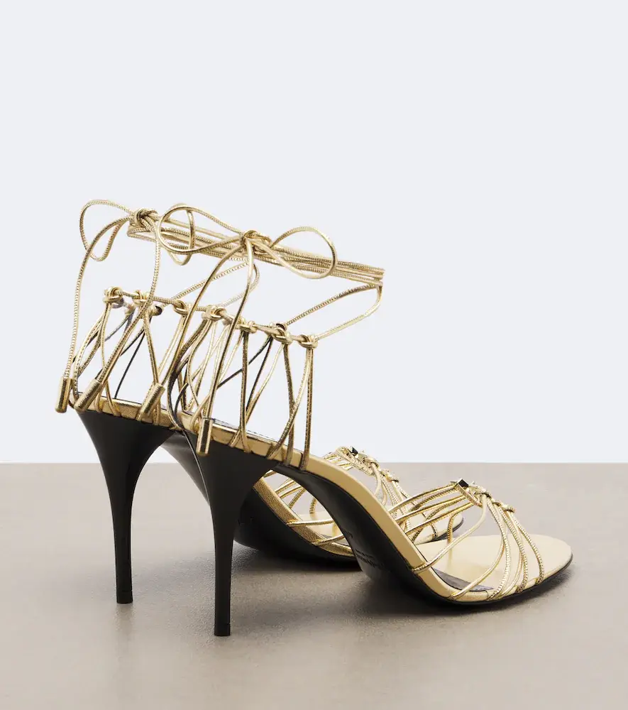 Saint Laurent Babylone metallic leather sandals | Thumbnail 4