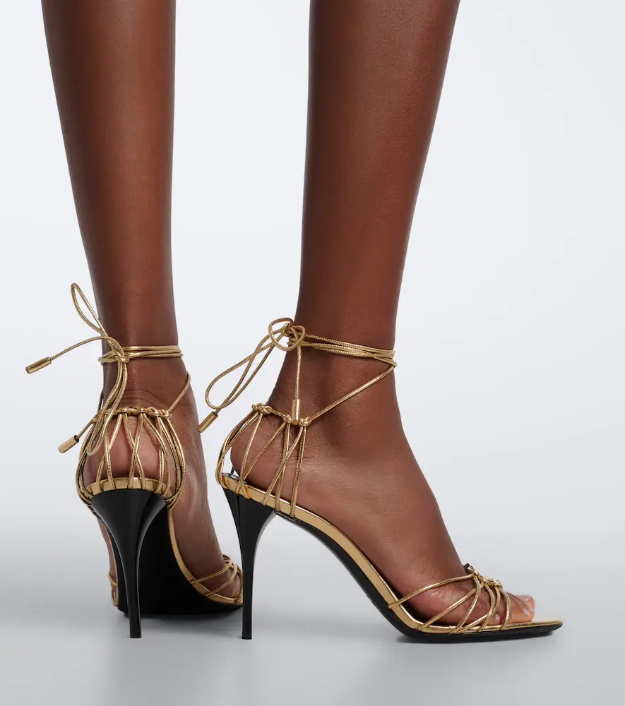 Saint Laurent Babylone metallic leather sandals | Thumbnail 5