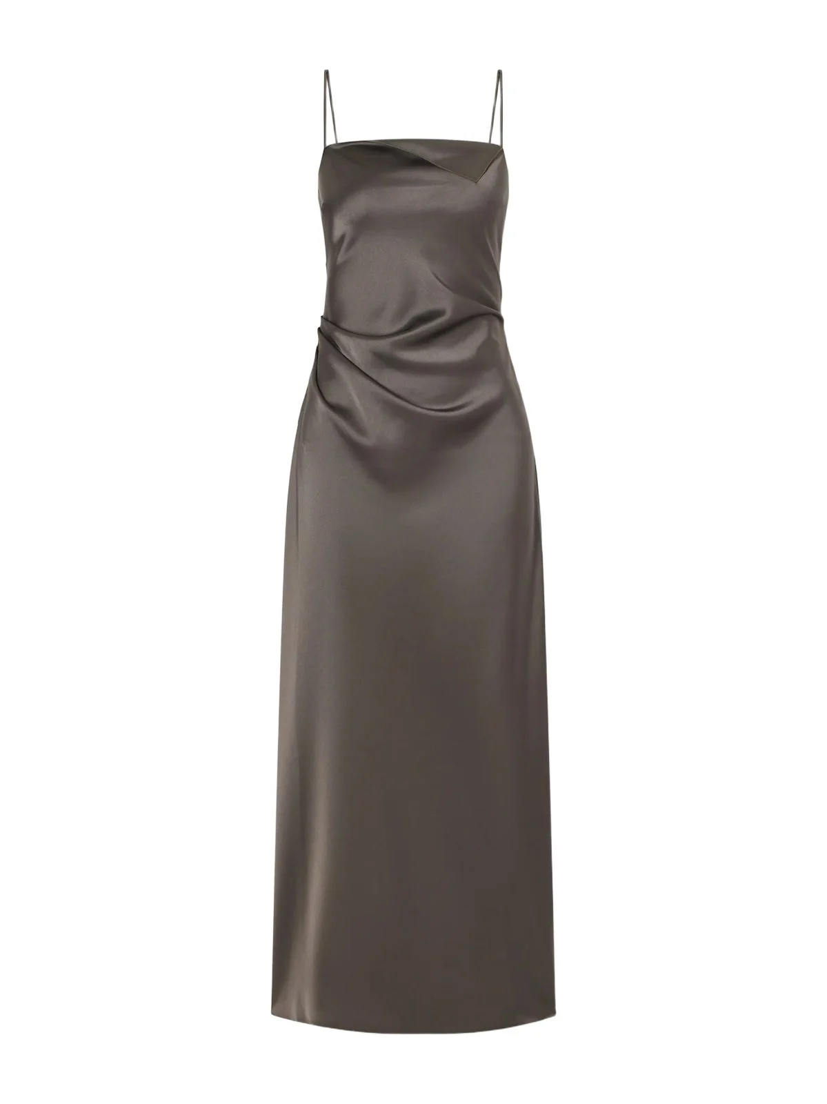 La Ligne Flipped Lapel Draped Satin Midi Dress