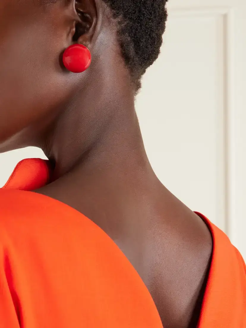 Carolina Herrera Resin And Gold-tone Earrings - Red | Thumbnail 2 Carolina Herrera Resin And Gold-tone Earrings - Red | Thumbnail 2