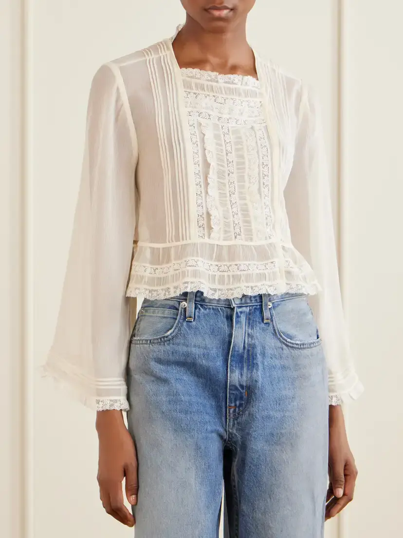 DÔEN Lace-trimmed Silk-chiffon Shirt | Thumbnail 3 DÔEN Lace-trimmed Silk-chiffon Shirt | Thumbnail 3
