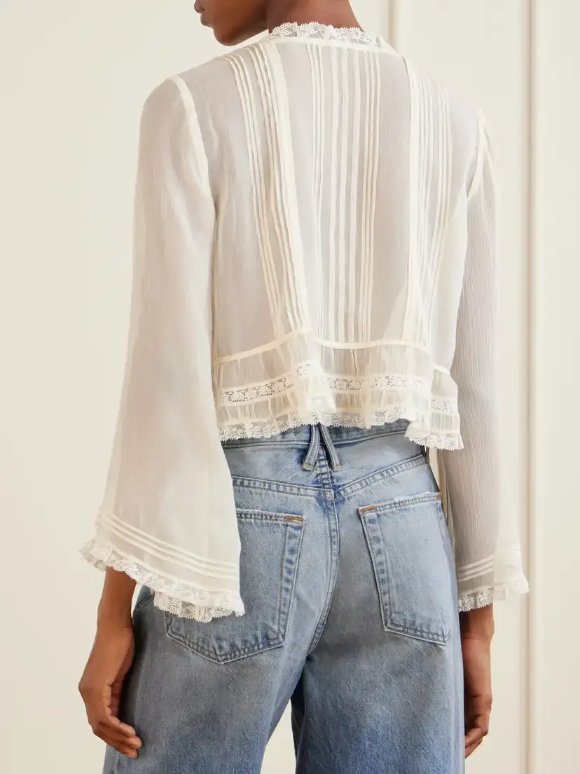 DÔEN Lace-trimmed Silk-chiffon Shirt | Thumbnail 4 DÔEN Lace-trimmed Silk-chiffon Shirt | Thumbnail 4