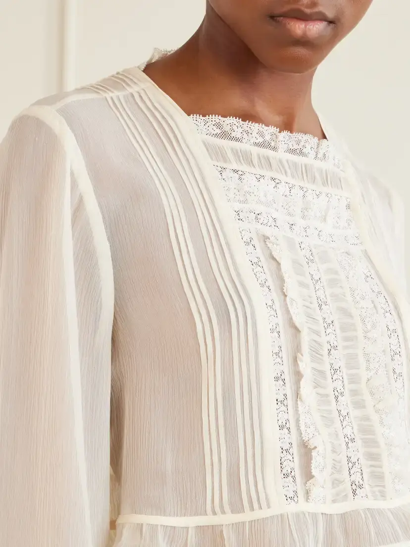 DÔEN Lace-trimmed Silk-chiffon Shirt | Thumbnail 5 DÔEN Lace-trimmed Silk-chiffon Shirt | Thumbnail 5