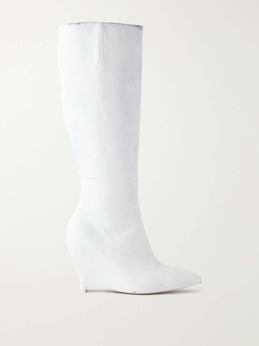Maison Margiela Heel-less Painted Leather Knee-high Boots