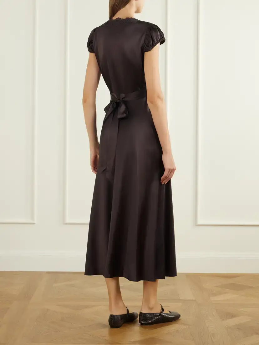 DÔEN Coraline Lace-trimmed Silk-satin Midi Dress | Thumbnail 3 DÔEN Coraline Lace-trimmed Silk-satin Midi Dress | Thumbnail 3