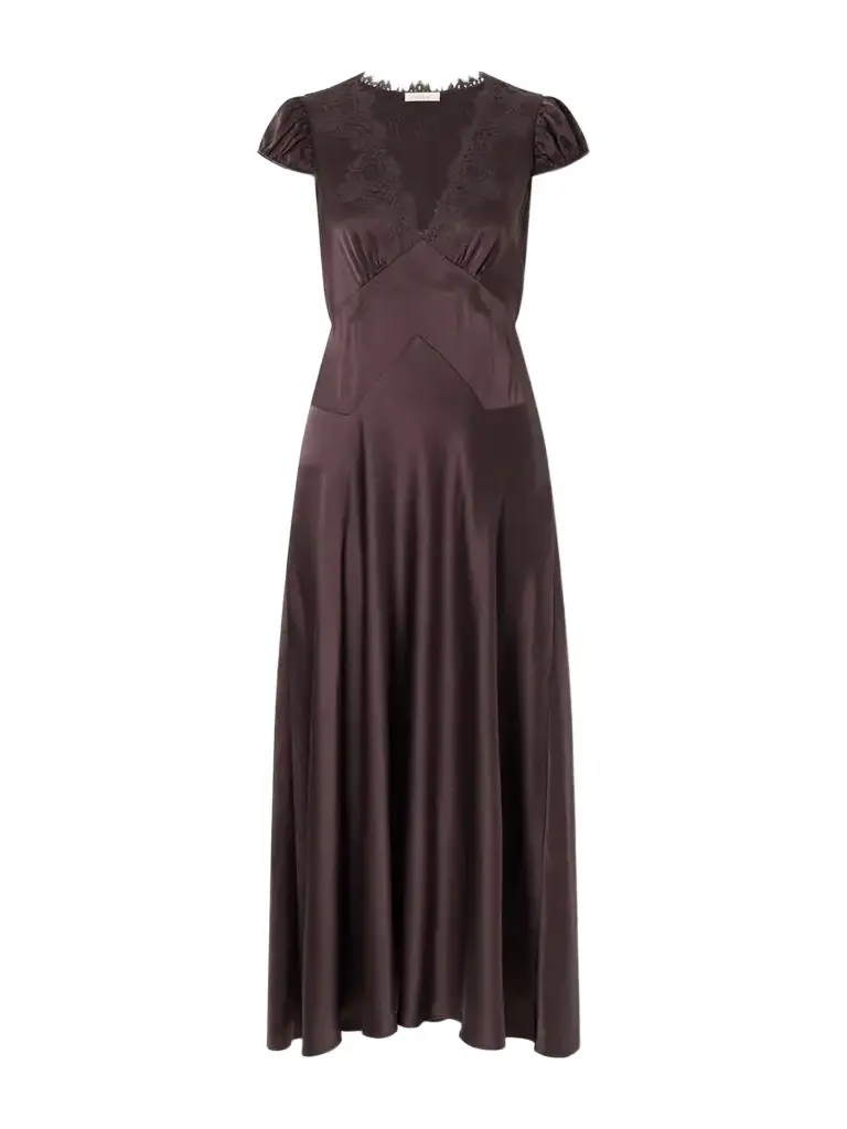 Coraline Lace-trimmed Silk-satin Midi Dress Coraline Lace-trimmed Silk-satin Midi Dress