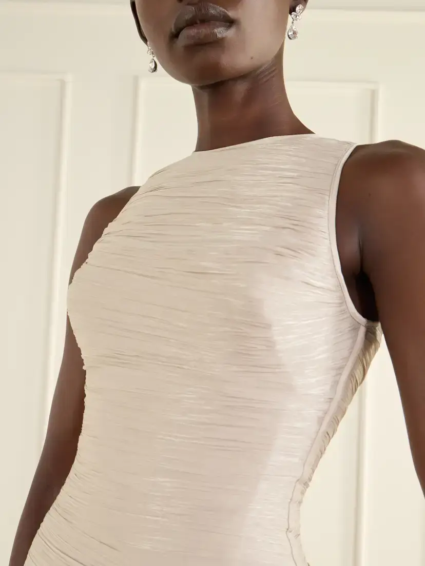 Marmar Halim Sleeveless Gathered Pleated Chiffon Gown | Thumbnail 4