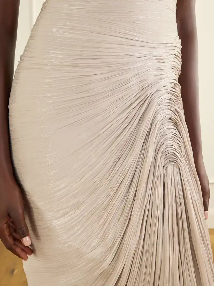 Marmar Halim Sleeveless Gathered Pleated Chiffon Gown | Thumbnail 5