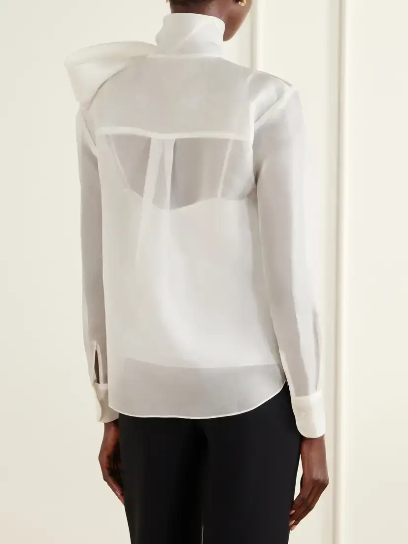 Carolina Herrera Pussy-bow Silk-organza Blouse | Thumbnail 3 Carolina Herrera Pussy-bow Silk-organza Blouse | Thumbnail 3