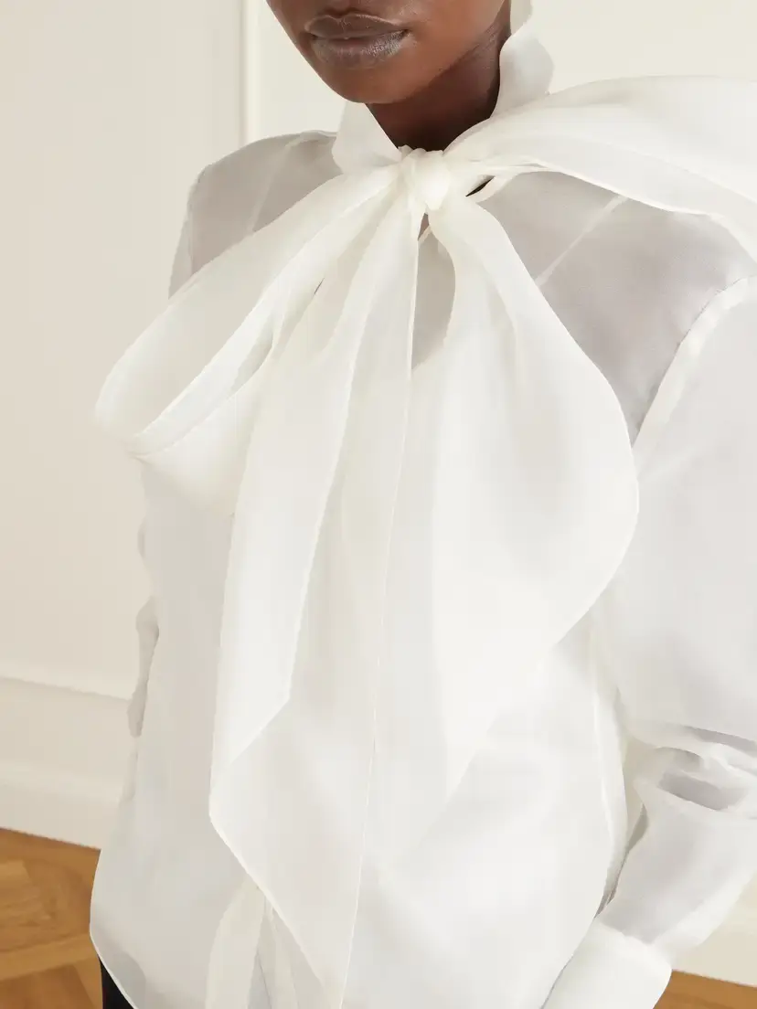 Carolina Herrera Pussy-bow Silk-organza Blouse | Thumbnail 4 Carolina Herrera Pussy-bow Silk-organza Blouse | Thumbnail 4